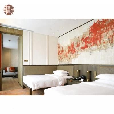 Wooden Panel Artistic Style Hotel Bedroom Furniture for Sale