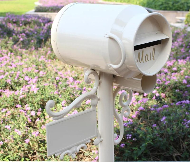 White Powder Coating Outdoor Free Standing Mailbox Letter Box with Lock