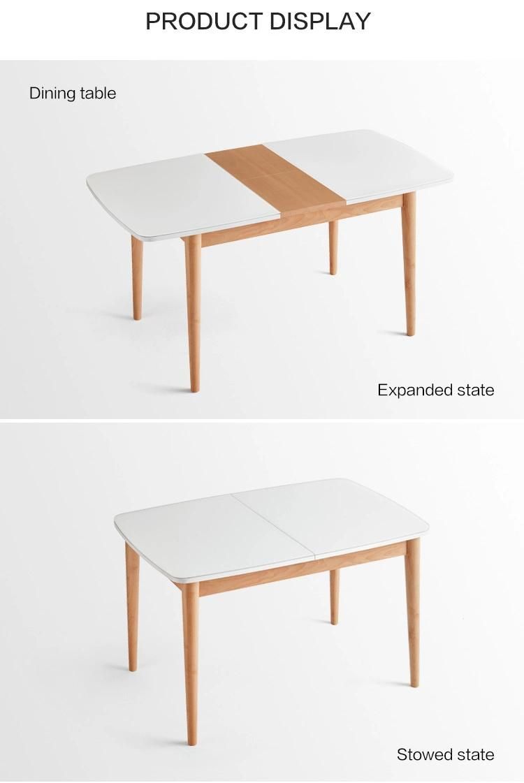 Furniture Modern Furniture Chair Kitchen Cabinets Home Furniture Dining Room Furniture Tempered Glass + White Beech Wood Dining Table and Chair