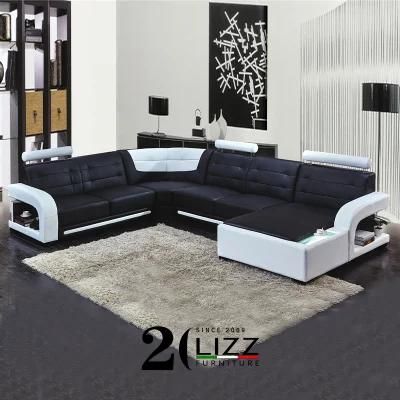 Italy Style Home Furniture Modern Leisure U Shape Living Room Leather Sofa