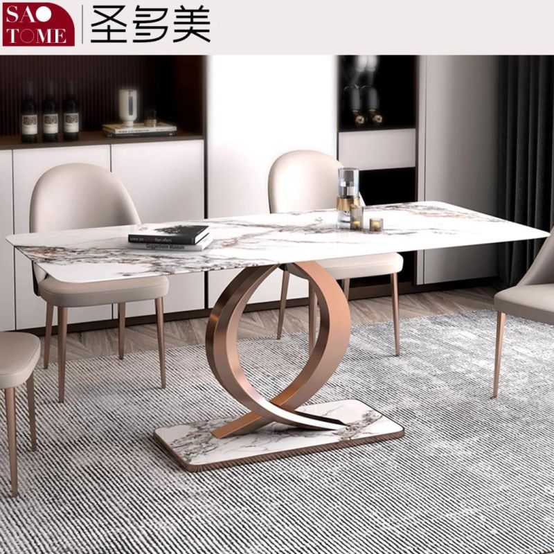 Modern Simple Rock Board Furniture O-Shaped Base Dining Table