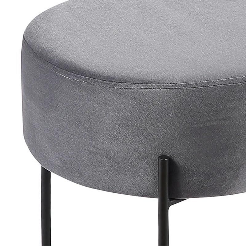 Modern Multifunctional Living Room Furniture Long Velvet Upholstered Footstool Grey Bench Chair with Black Legs