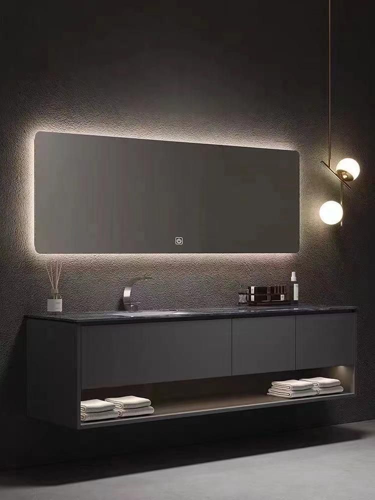 MDF Bathroom Cabinet with LED Illuminated Mirror Basin Cabinet Bathroom Furniture
