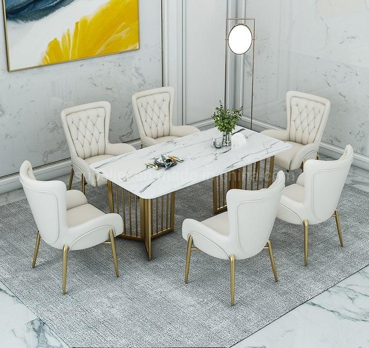 Elegant Stone Marble Modern Home and Hotel Dining Table Furniture