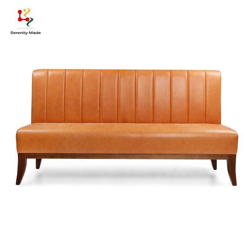 Commerical Modern Solid Wood Base PU Leather Channel Back Cafe and Restaurant Night Club Booth Seating Sofa Furniture