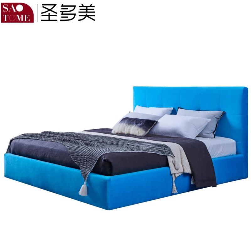 Modern European Style Wooden Leather Double Flat Bed