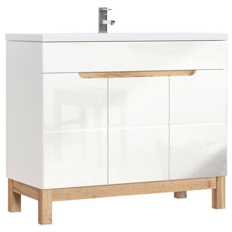 Vanity Unit 101cm Ceramic Washbasin High Gloss Bathroom Furniture