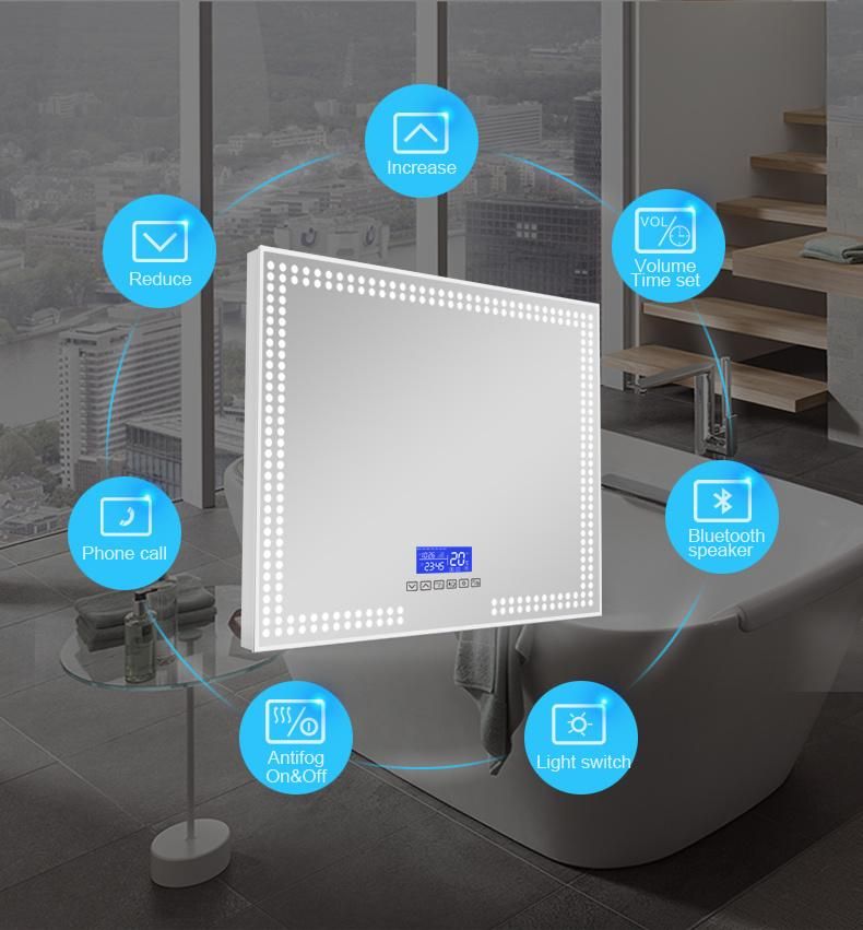 Large Size Rectangle Vanity Lighting Bathroom Touch Smart Mirror