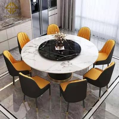 Italian Dining Room Furniture Stainless Steel Slate Modern Dining Table Set for 4 Luxury Marble Dining Table Sets 8 Chairs
