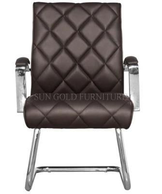 Gridiron Pattern Surface and Fixed Armrests Leather Chair (SZ-OC130-1)