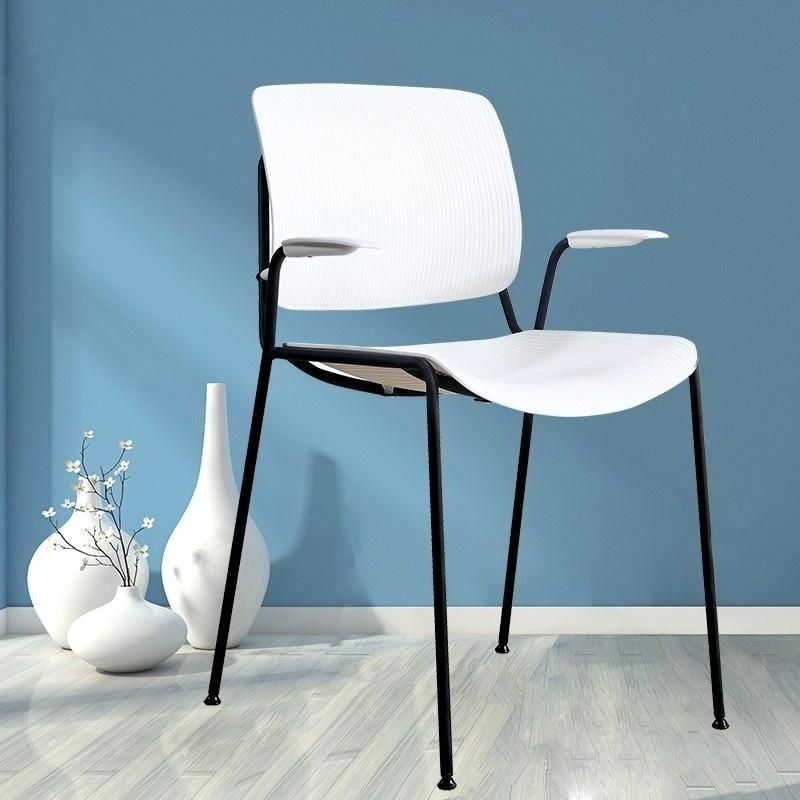 Rustic Modern Design Nordic Black White Grey Stackable Dining Plastic Chair with Metal Legs