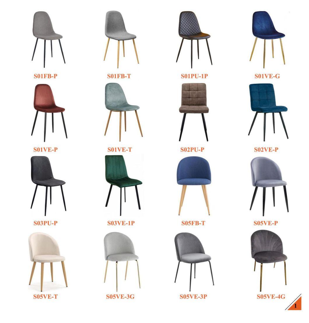 Chinese Twolf Furniture Dining Chair Modern Luxury Nordic Stainless Steel Wooden Fabric