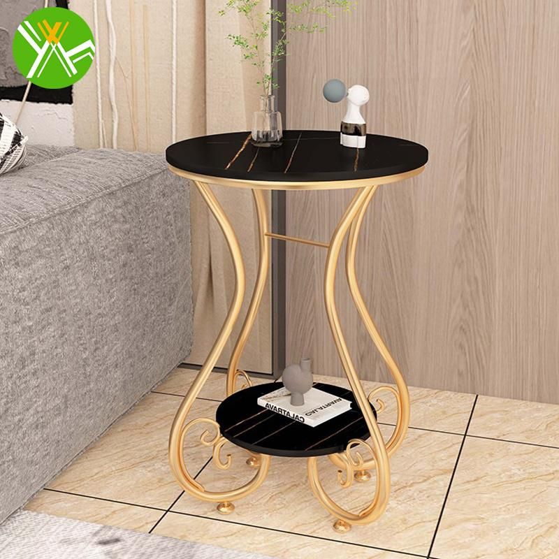 Yuhai Wholesale Simple Modern Marble Metal Leg Nightstand Side Table for Living Room Furniture