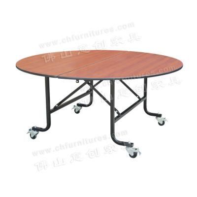 Simple Portable Sturdy Hotel Small Sized Household Roller Folding Dining Table