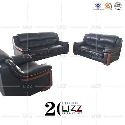 Amercian Modern Luxury Style Top Grain Leather Sectional 1+2+3 Home Office Living Room Sofa Set
