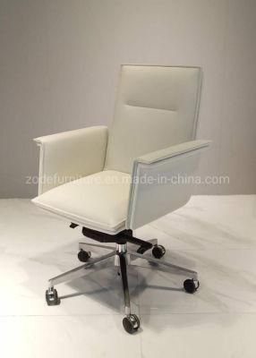 Zode Middle Back Upholstered Leather Office Staff Ergonomic Low Stripe Back Operator Executive Swivel Meeting Task Chair with Wheels