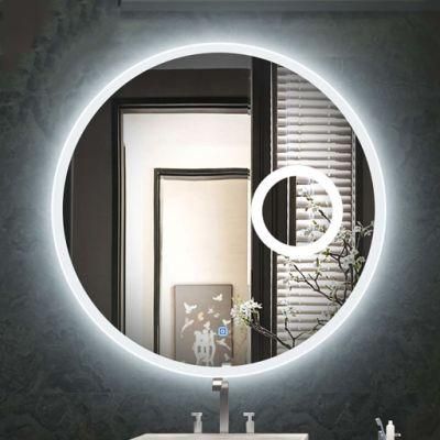 Home Decorative Wall Mounted Round Magnify Magnifier LED Backlit Bathroom Mirror with Touch Sensor