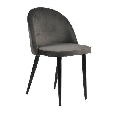 Luxury High Quality Fabric Seat Back Black Painting Metal Leg Velvet Dining Chair