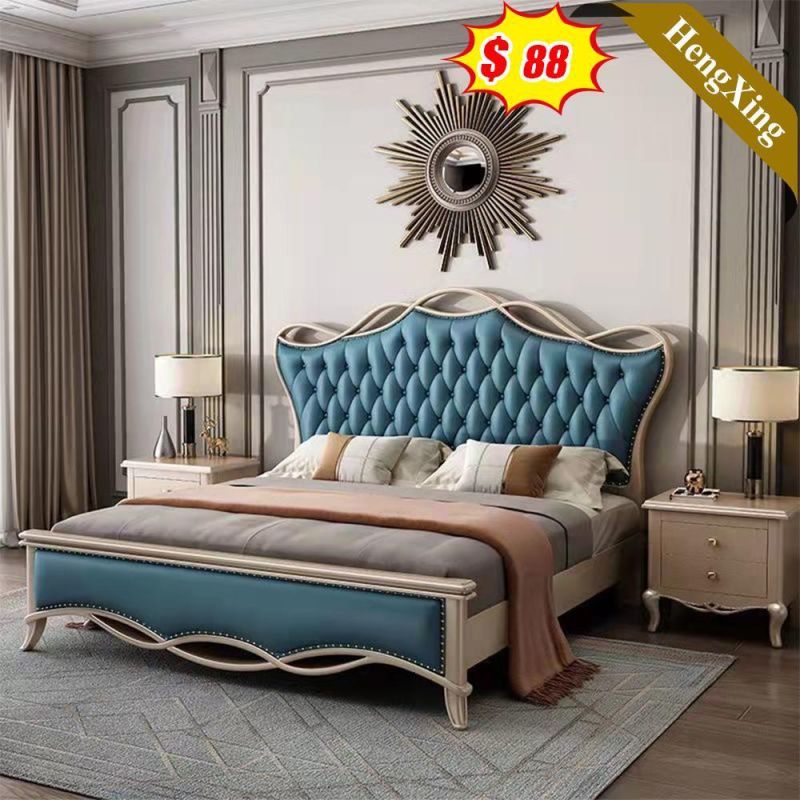 Modern Factory Bedroom Set Furniture Double King Queen Leather Beds with Mattress