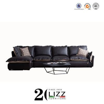 Modern Living Room Furniture Genuine Leather Feather Filling Sofa Bed