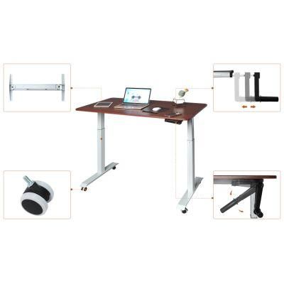 Manual Cheap Height Adjustable Standing Office Desk with Black White Silver