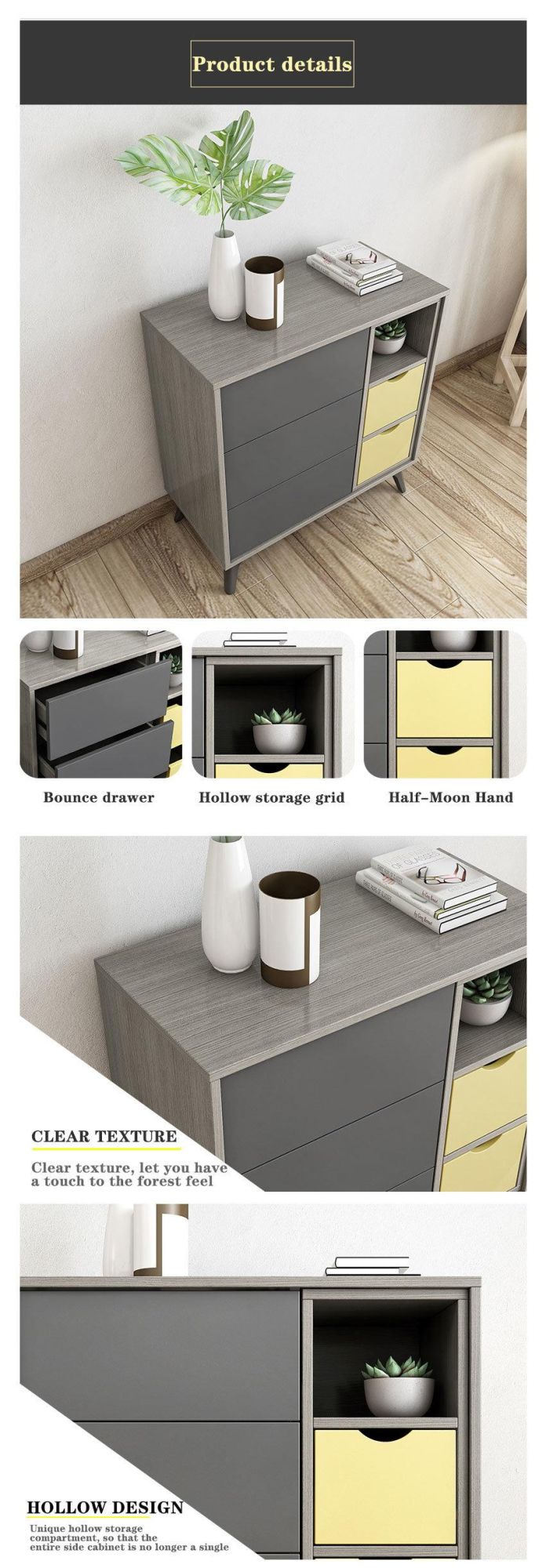 Modern Small Side Cabinet Bedroom Furniture Wood Chest Storage Cabinet