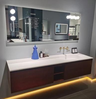 Wall Mount 2 Doors Oak White Modern Single Sink Bathroom Vanity with Mirror