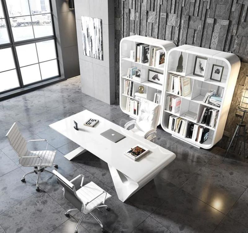 Modern Hot Sale Promotion White Lacquer Director Manage Office Table Design