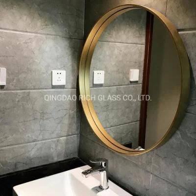Design Big Large Round Art Border Bronze Iron Metal Frame Decorative Bathroom Mirror Wall Mirror