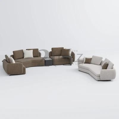 Modular Modern Hot Sale Hotel Office Home Furniture Nordic L Shape Living Room Brown Fabric Sofa