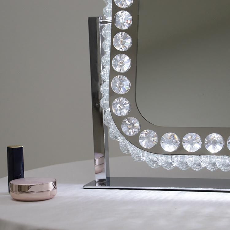 LED Light Salon Stations Table Makeup Crystal Mirror