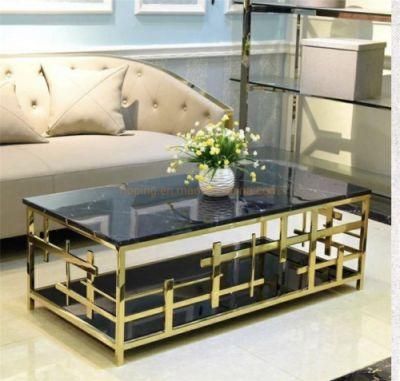 Modern Living Room Hotel Center Table / Silver Coffee Table / High Side Table / Stainless Steel Table / Black Glass Coffee Table / Marble Console Table
