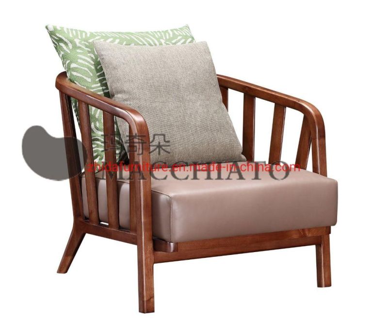 Modern Furniture Fabric Living Room Chair with Cushion Wooden Base