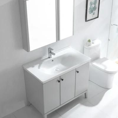 Modern Design Grey Floor Mounted Thin Basin Cabinet with Mirror (2037)