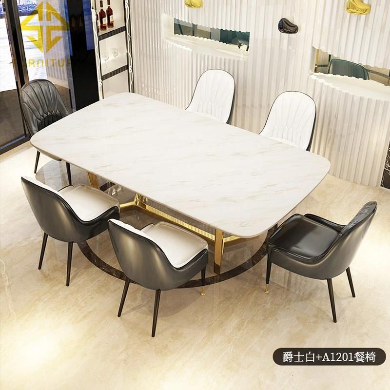 Fancy Marble Top Stainless Steel Table for Dining Room