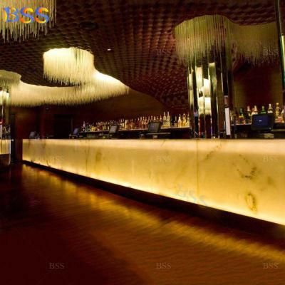 Luxury Hotel Lobby Restaurant LED Long Straight Bar Counter