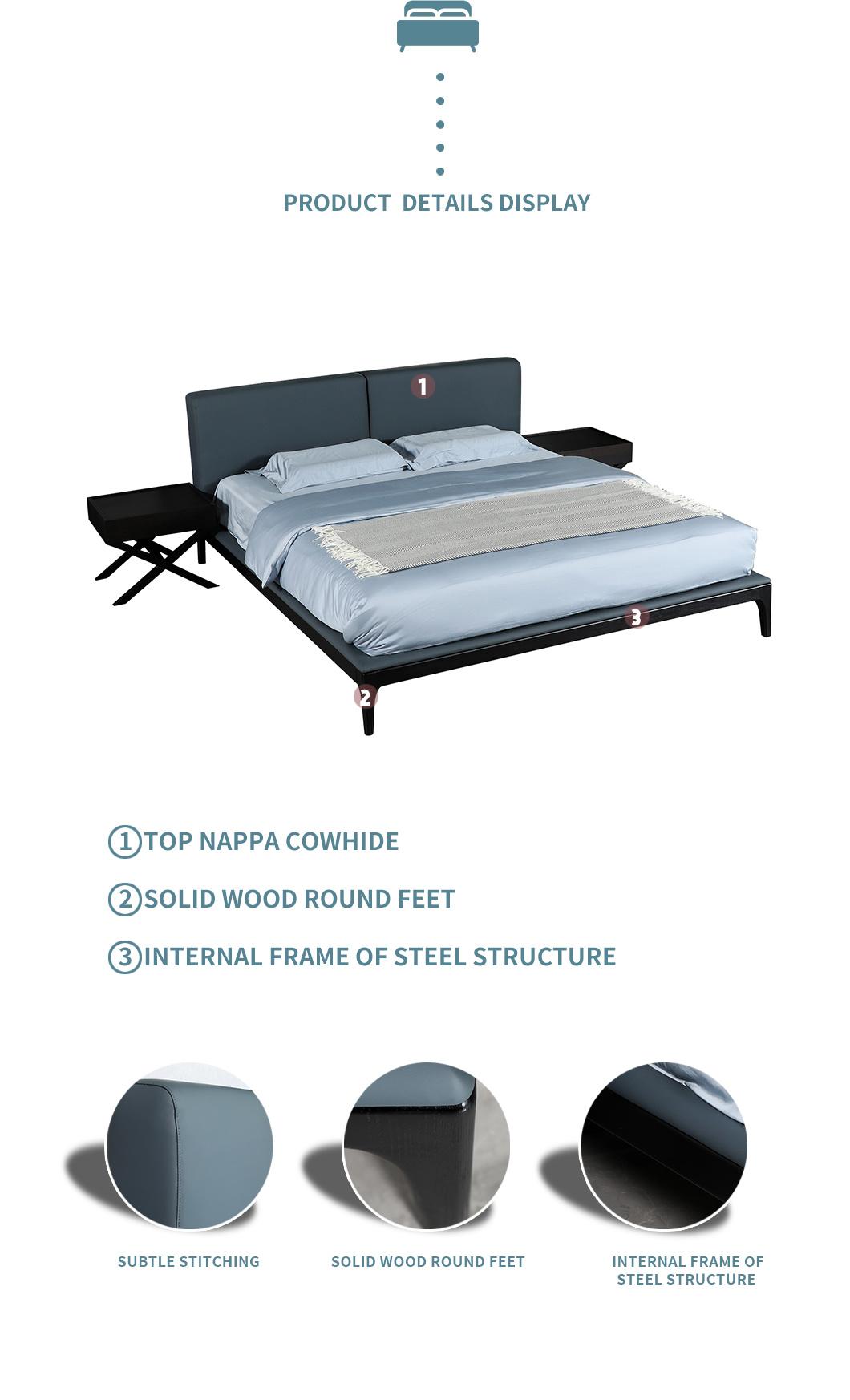 2021 Modern Style Hotel Home Bedroom Furniture Leather Bedroom