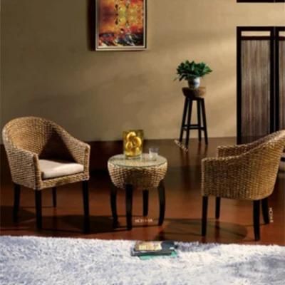 Modern House Decoration Furniture Rattan Living Room Leisure Chair Set Sofa Furniture with Wicker Glass Table