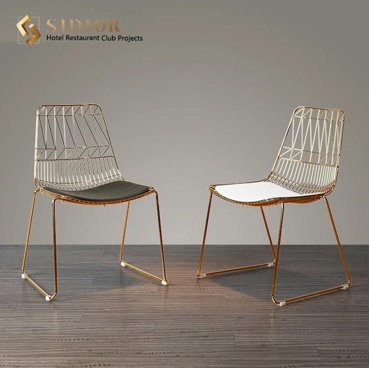 Factory Industrial Modern Outdoor Garden Party Bistro Cafe Wedding Wire Metal Dining Chairs