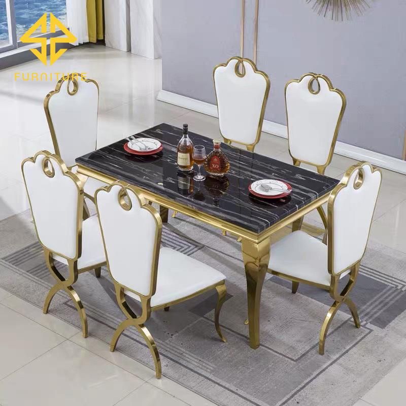 Morden Luxury Design Marble Top Dining 4 Chairs Table Set Dining Room Furniture Table and Chairs for Dining Room