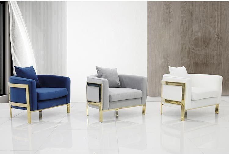 Living Room Furniture Soft Modern Design Golden Velvet Armrest Leisure Chair