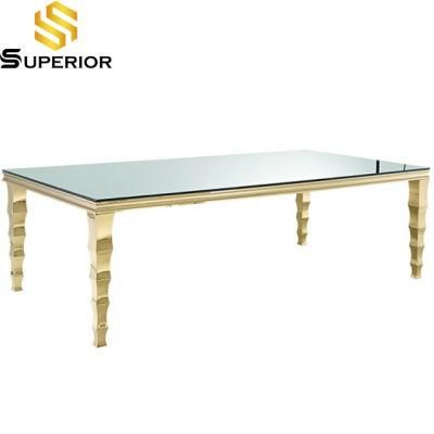 Hotel Rectangular Metal Dining Table Set for Modern Wedding Party