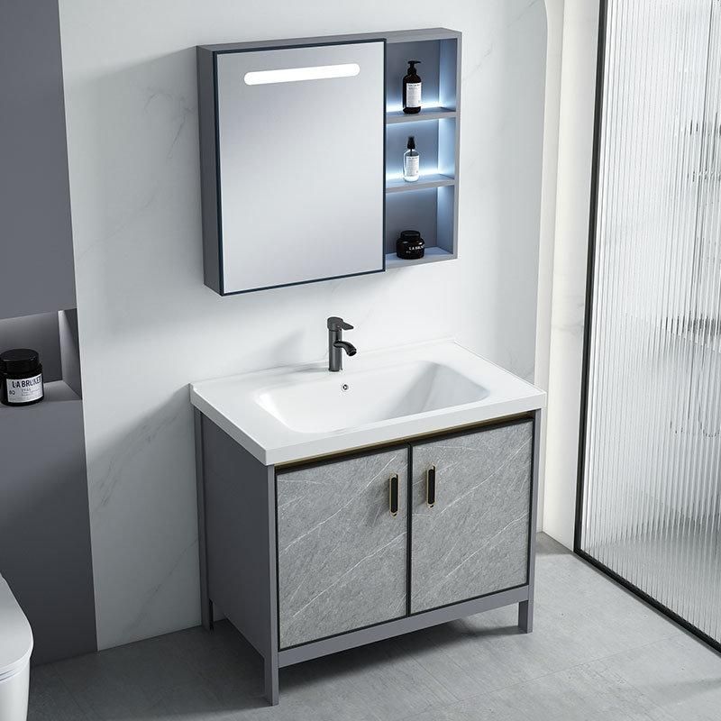 Modern Light Blue Bathroom Vanity with Vanity Top & Under Mount Sink Floor Mounted