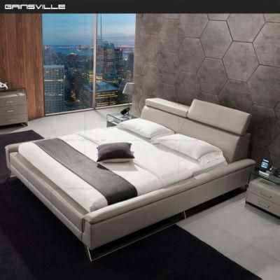 Modern Home Furniture Leather King Bed with Adjustable Headrest Gc1715