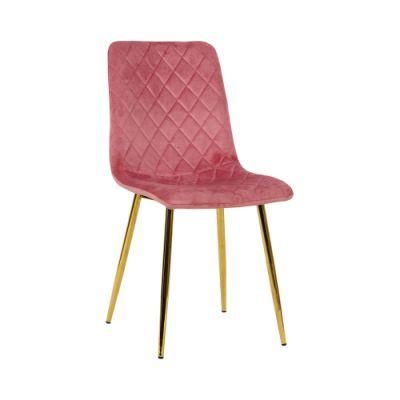 Luxury Modern Style PU Leather Covers Dining Chair with Golden Chrome Leg