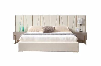Modern MDF High Gloss PU Painting Luxury Bed with Soft Headboard
