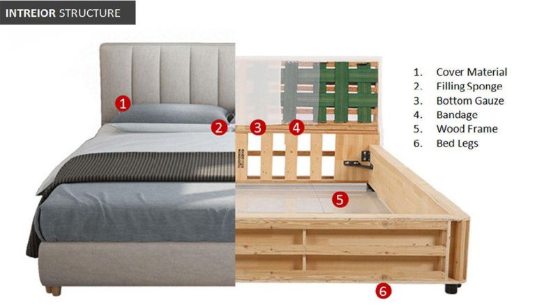 Modern Fashion Bedroom Furniture Children Beds Fabric Upholstered Single Bed for Kids