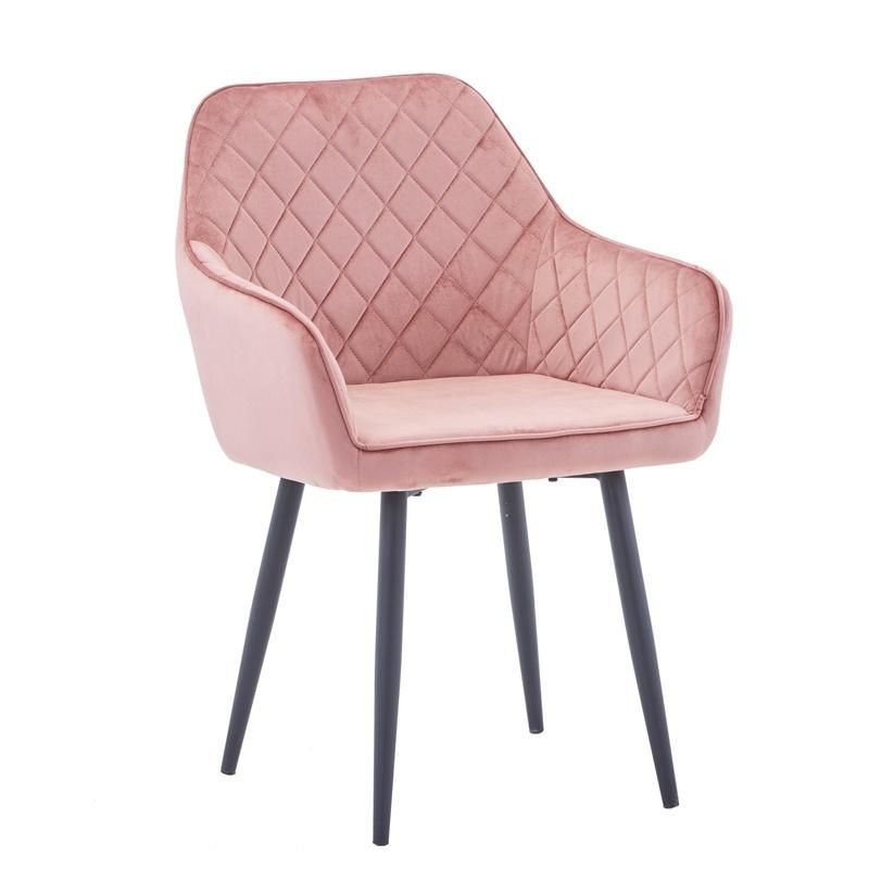 Luxury Metal Tube Legs Pattern Back Fabric Seat Dining Chair