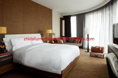 Modern Hilton Holiday Inn Hotel Design Apartment Furniture Living Room Bedroom Wooden King Size Bed with Leisure Fabric Sofa