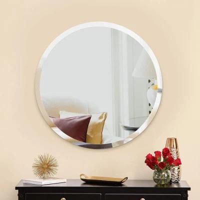 Home Hotel Premium Large Frameless Wall Round Mirror with Streamlined Bevel for Bathroom, Vanity, Bedroom, Living Room